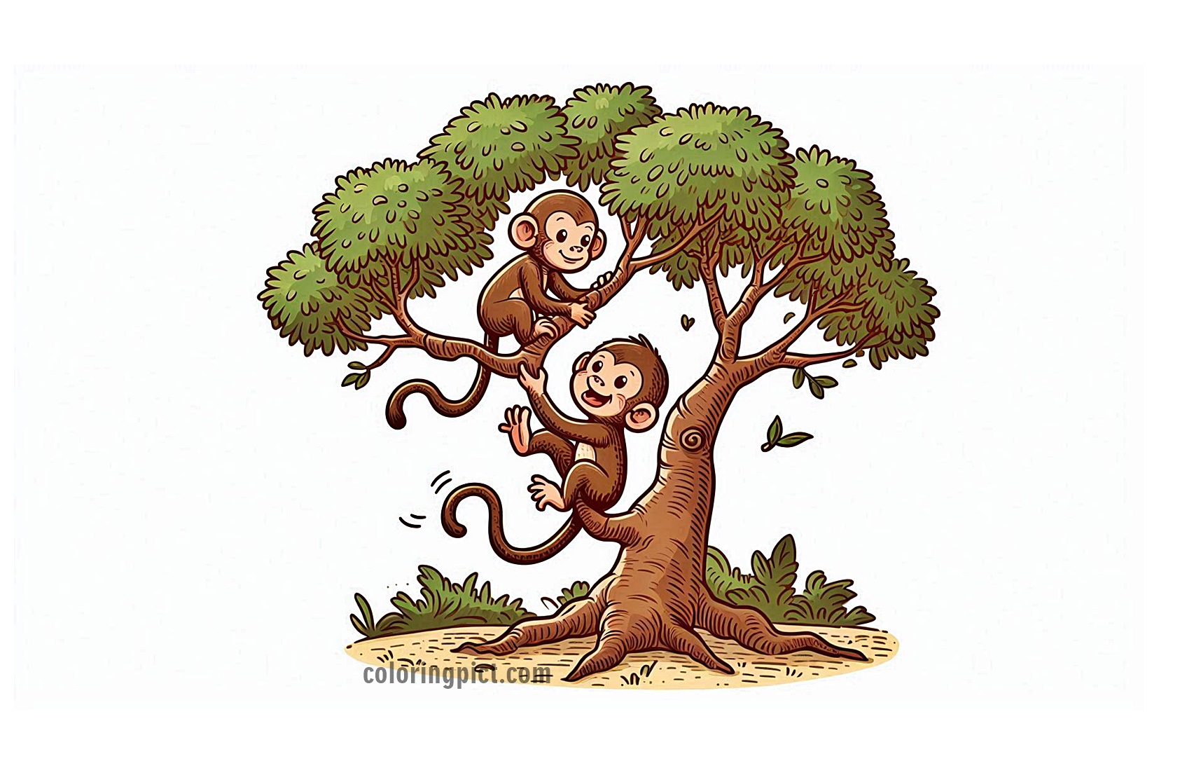 Monkey Playing in the Tree Coloring Pages 6 Image Monkey Playing in the Tree Coloring