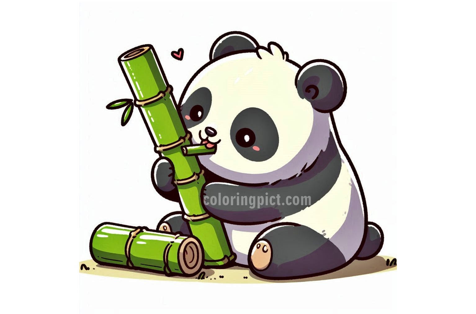 Image of Panda Eat Bamboo Coloring
