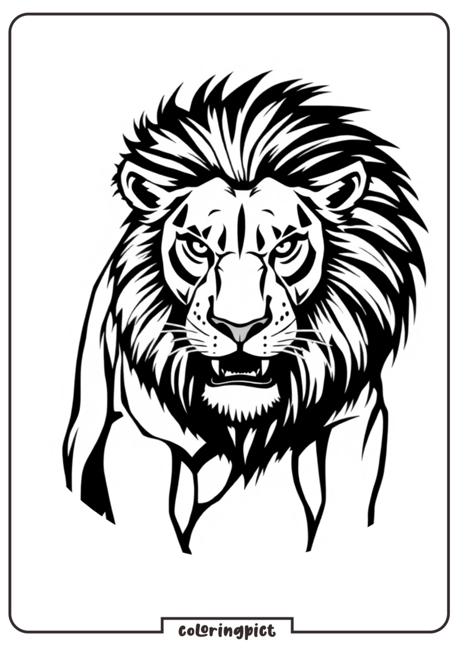 Lion Head Coloring Page