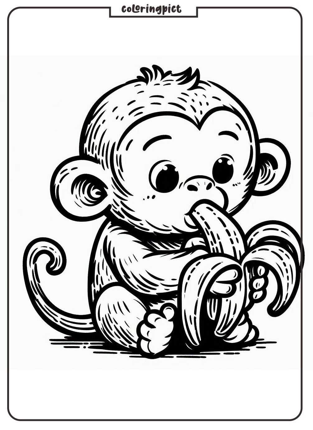 Monkey Eating Banana Coloring Page 3 Monkey Eat Banana Coloring Page