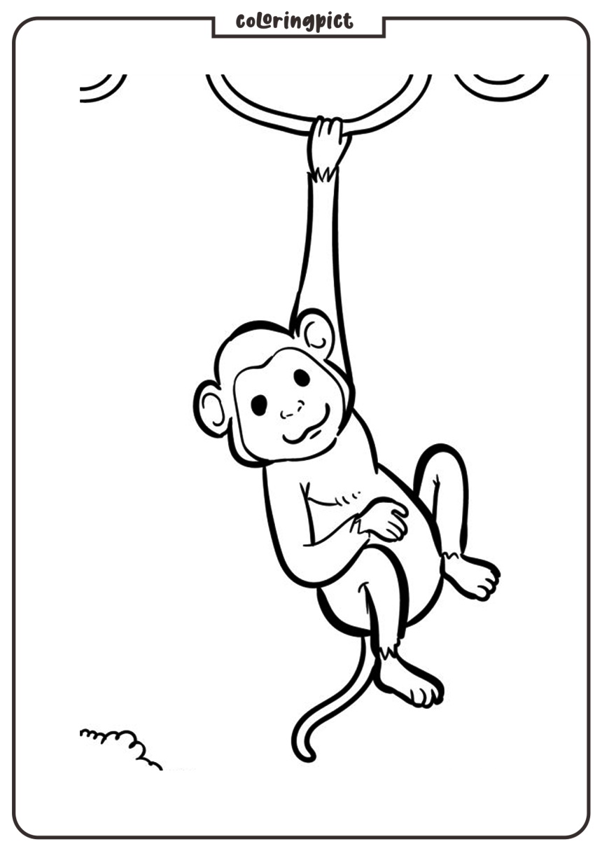 Monkey Playing in the Tree Coloring Pages 1 Monkey in The tree Coloring Book