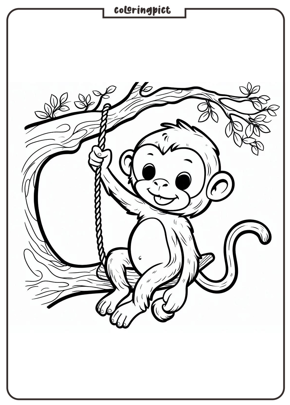 Monkey Playing in the Tree Coloring Pages 2 Monkey in The tree Coloring Page for Kids