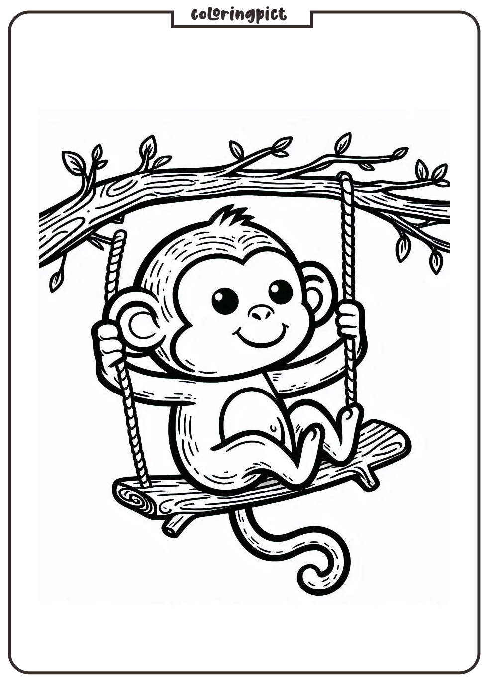 Monkey Playing in the Tree Coloring Pages 3 Monkey in The tree Coloring Page