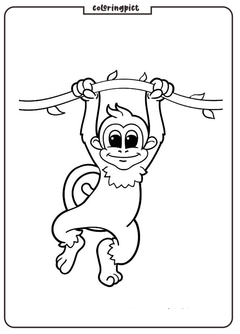 Monkey Playing in the Tree Coloring Pages 4 Monkey in The tree Coloring Pages for Kids