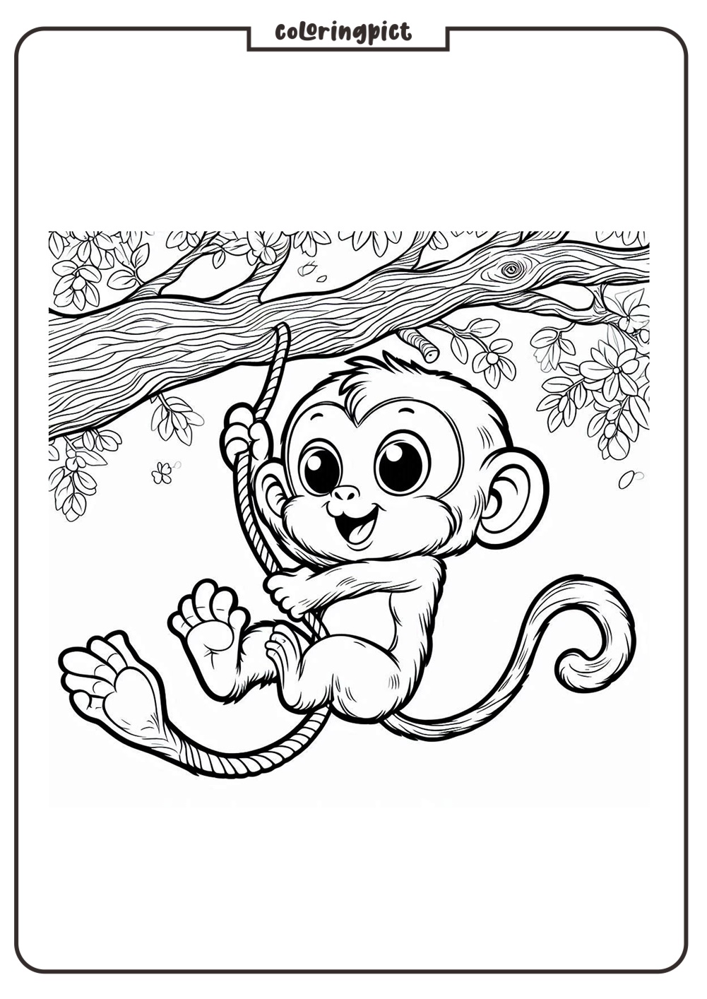 Monkey Playing in the Tree Coloring Pages 5 Monkey in The tree Coloring Pages