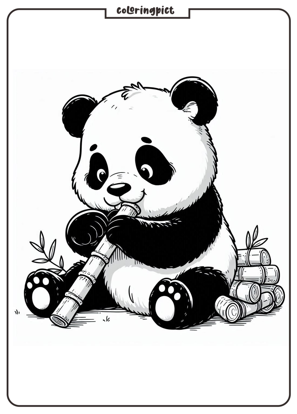 Panda Eat Bamboo Coloring Page