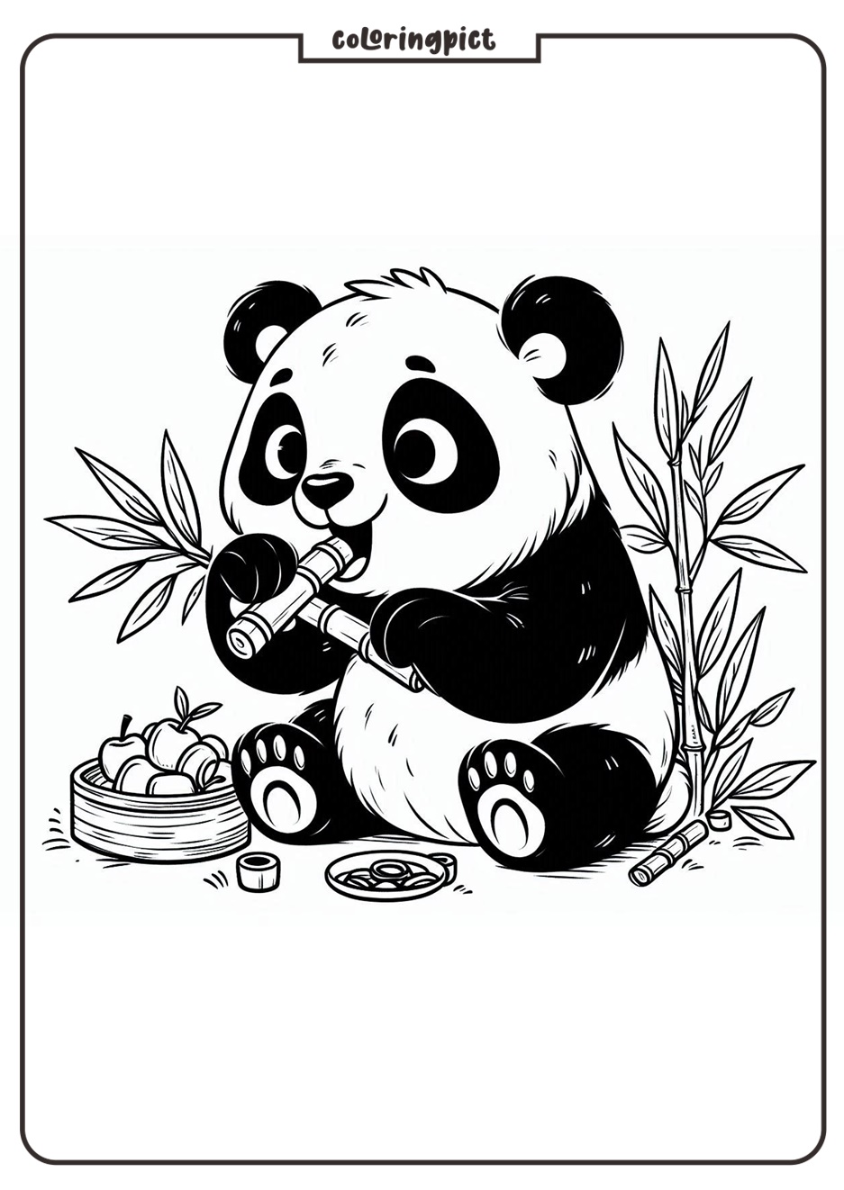 Panda Eat Bamboo Coloring Pages for Kids