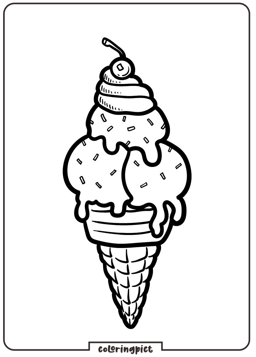 Printable Ice Cream Coloring Page for Kids