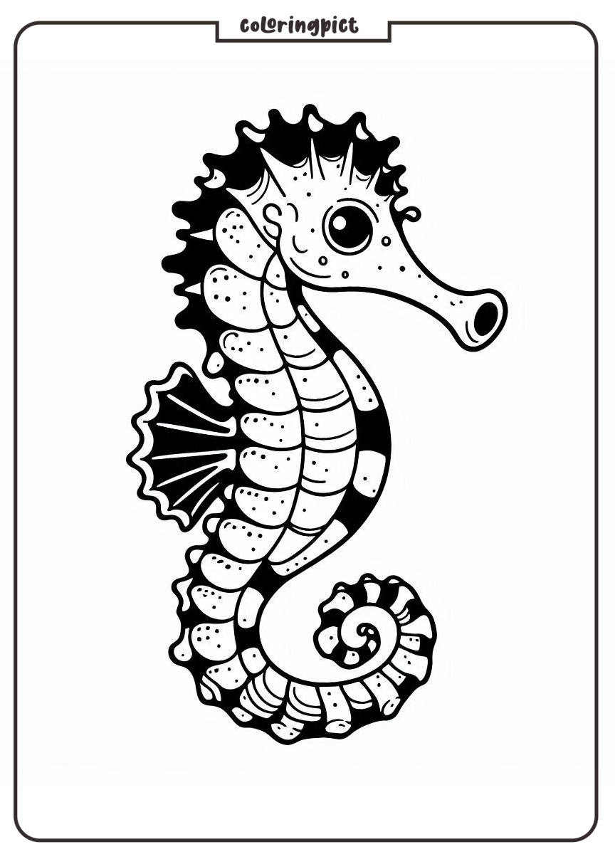 Seahorse Coloring Page for Kids