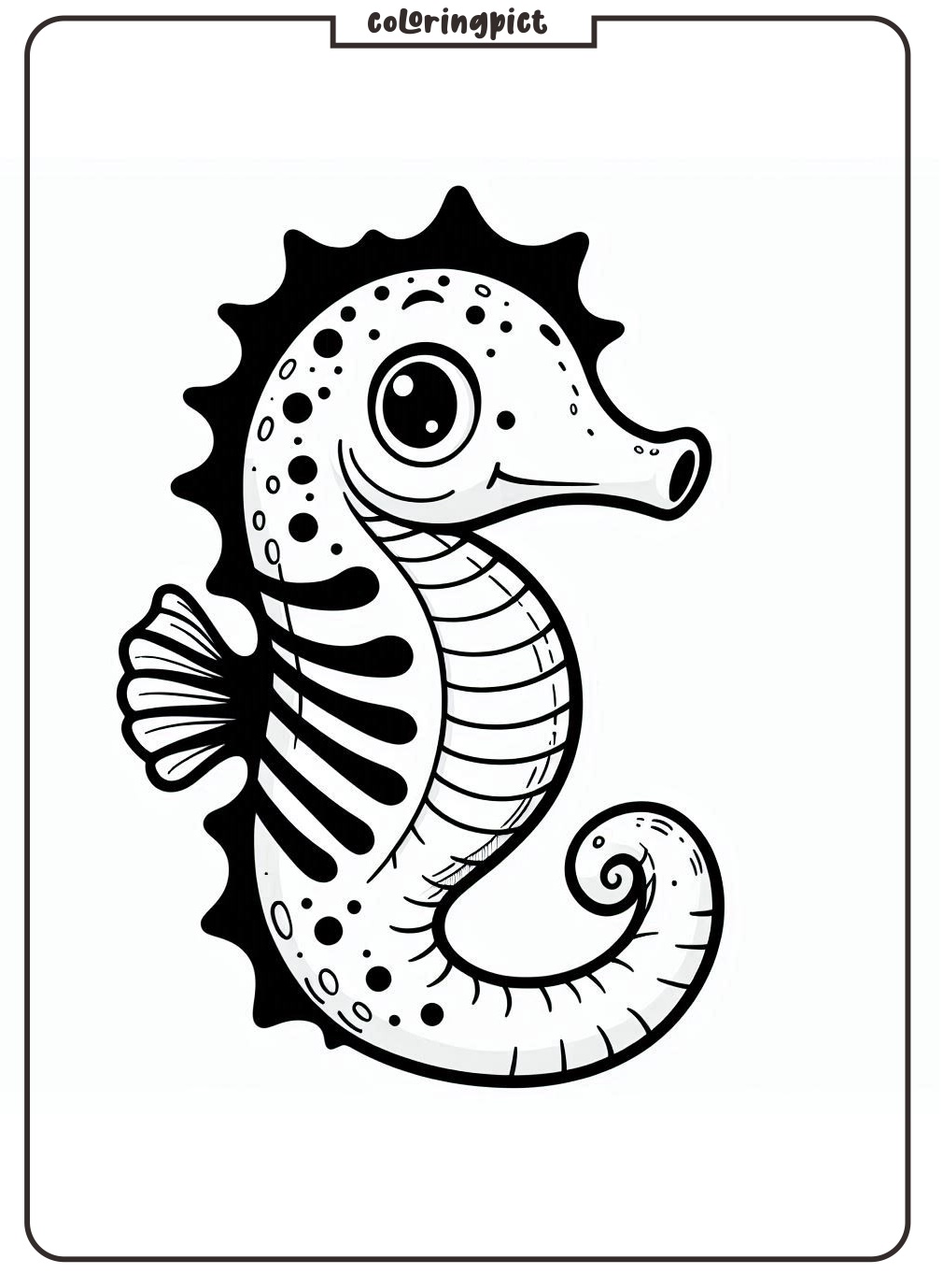 Small Seahorse Coloring Page for Kids