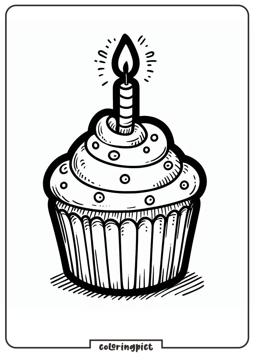 Welcome to the Cupcake with Candle Coloring Pages 4 cupcake with candle coloring pages for kids