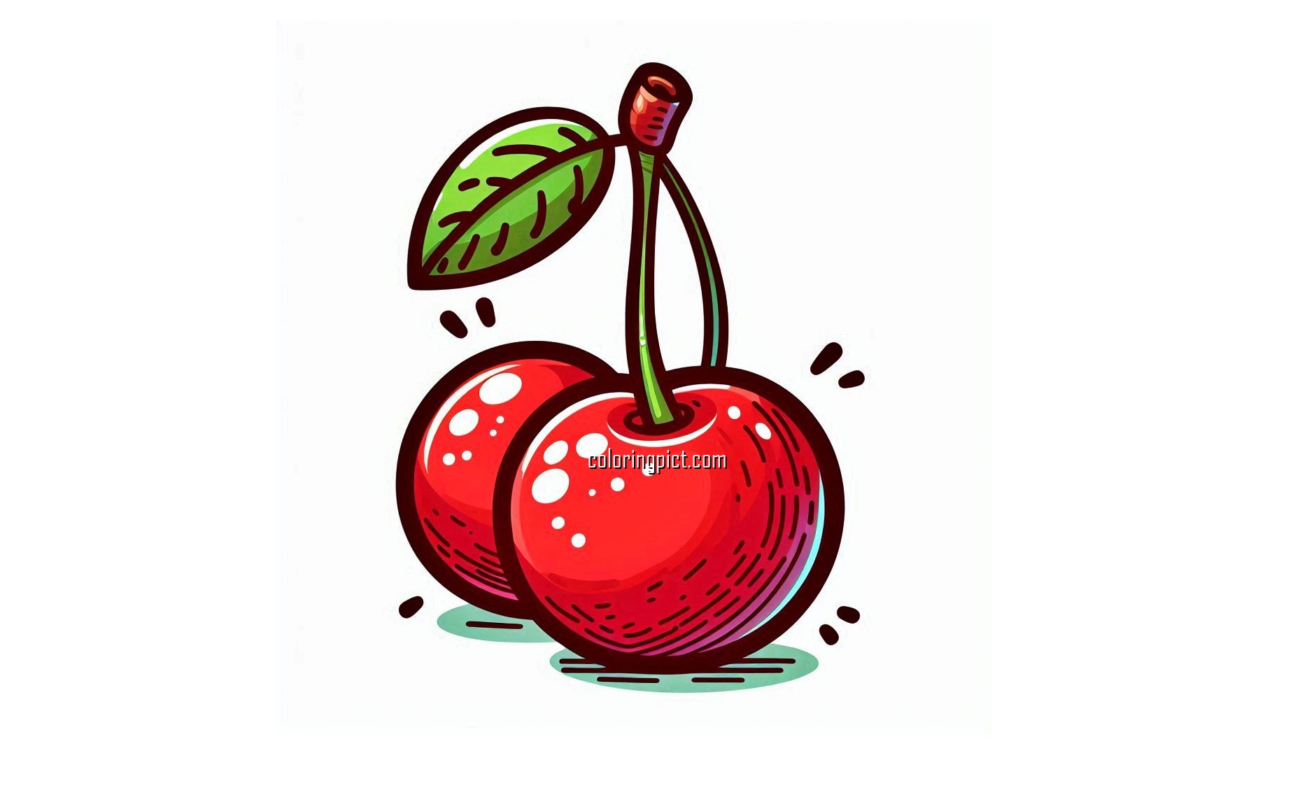 Delicious Cherry Coloring Page 1 image is cherry fruit coloring