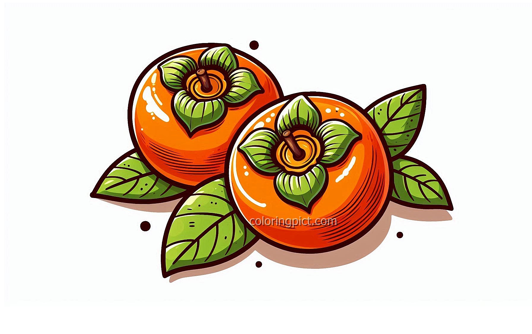Delicious Fall Fruits, Persimmon Coloring Page 1 image of persimmon coloring