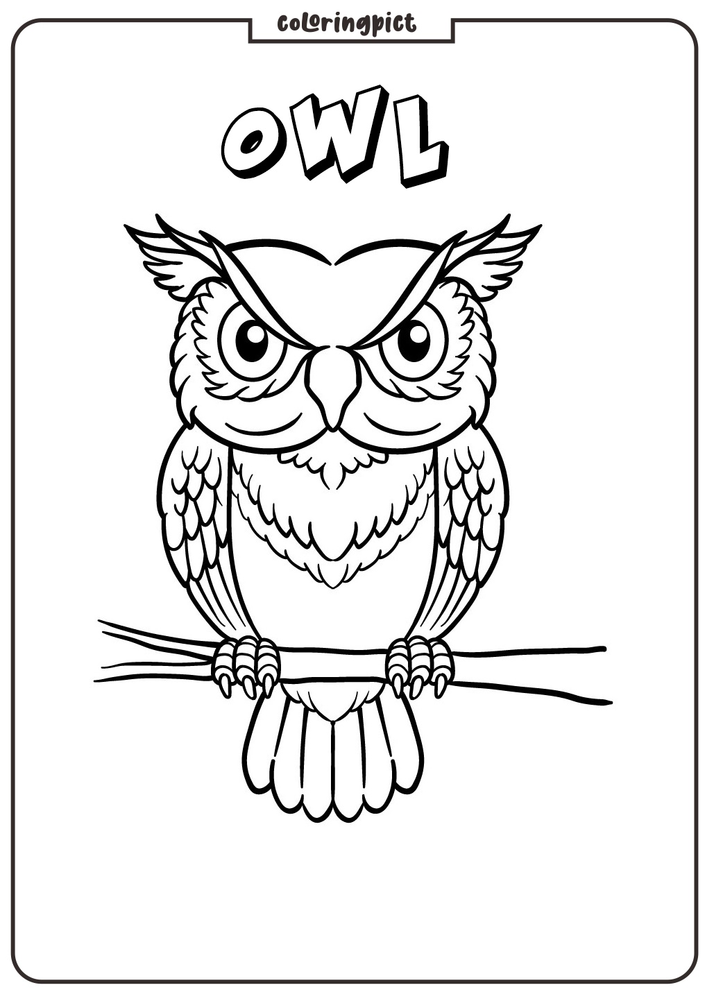 owl page coloring for kids