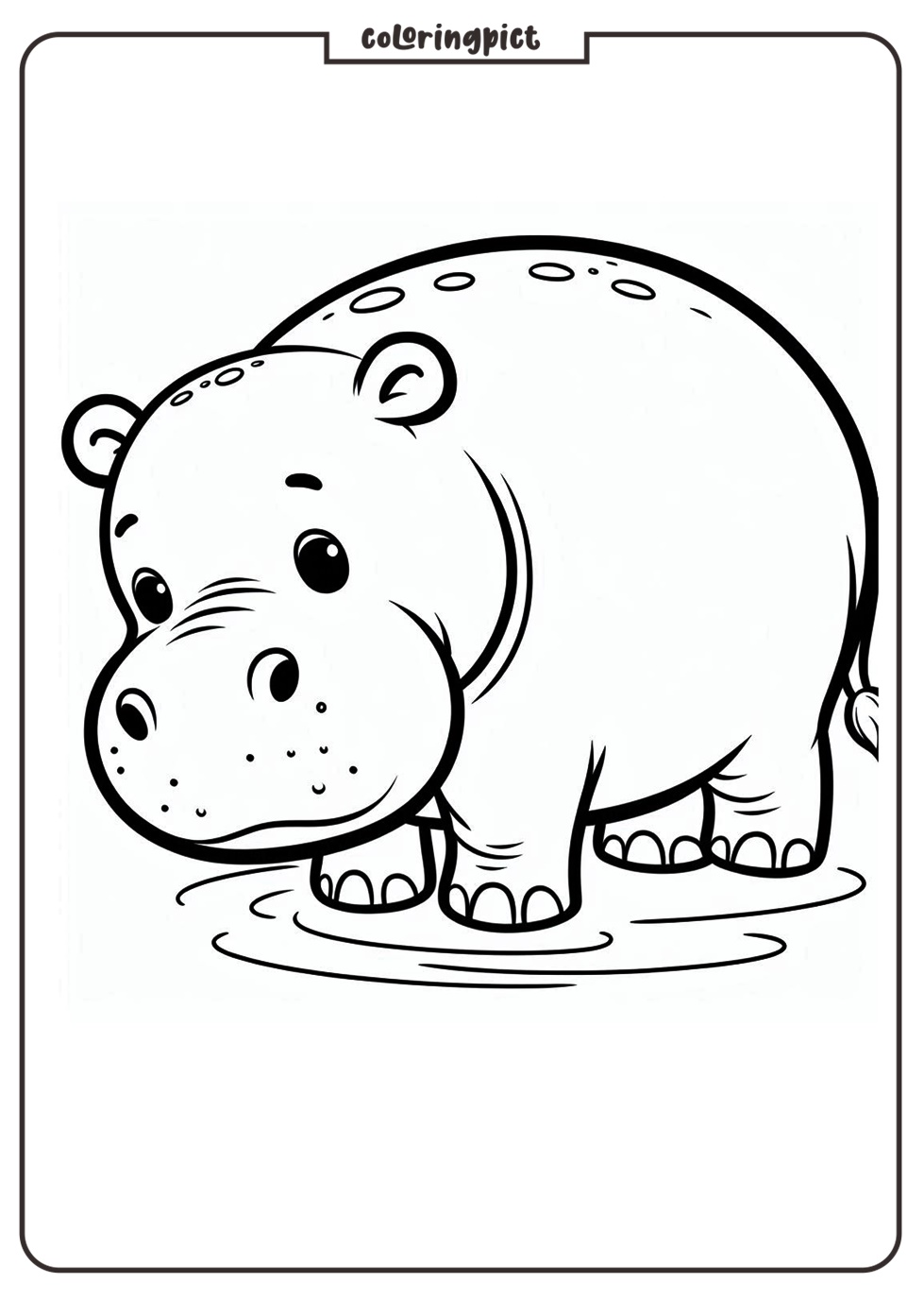 printable hippo coloring page for kids