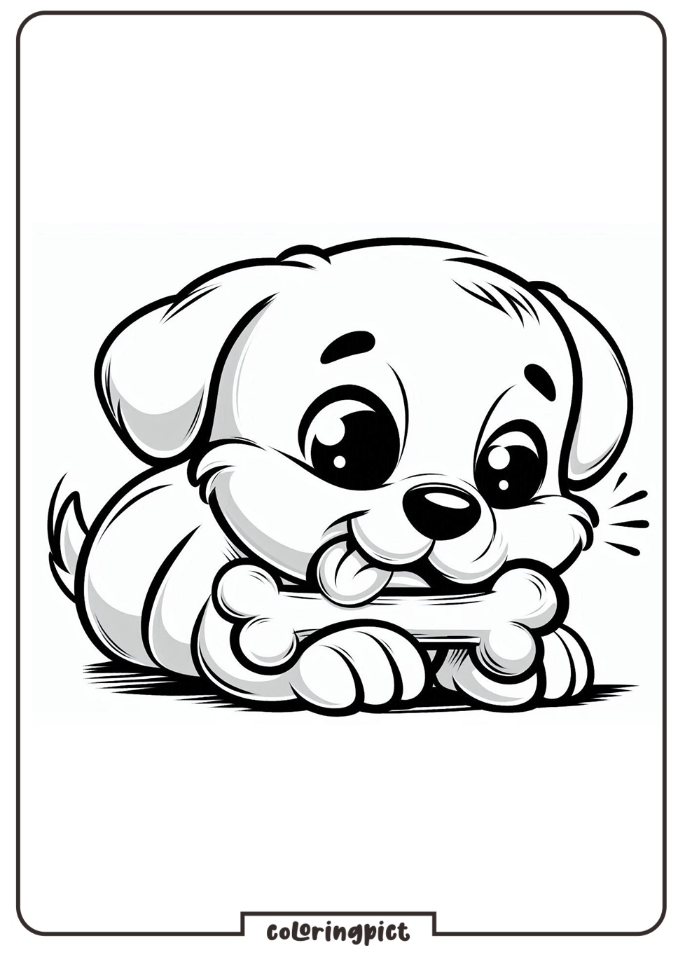 Cute Puppy Biting a Bone Coloring Page for Kids 6 puppy biting bone coloring pages