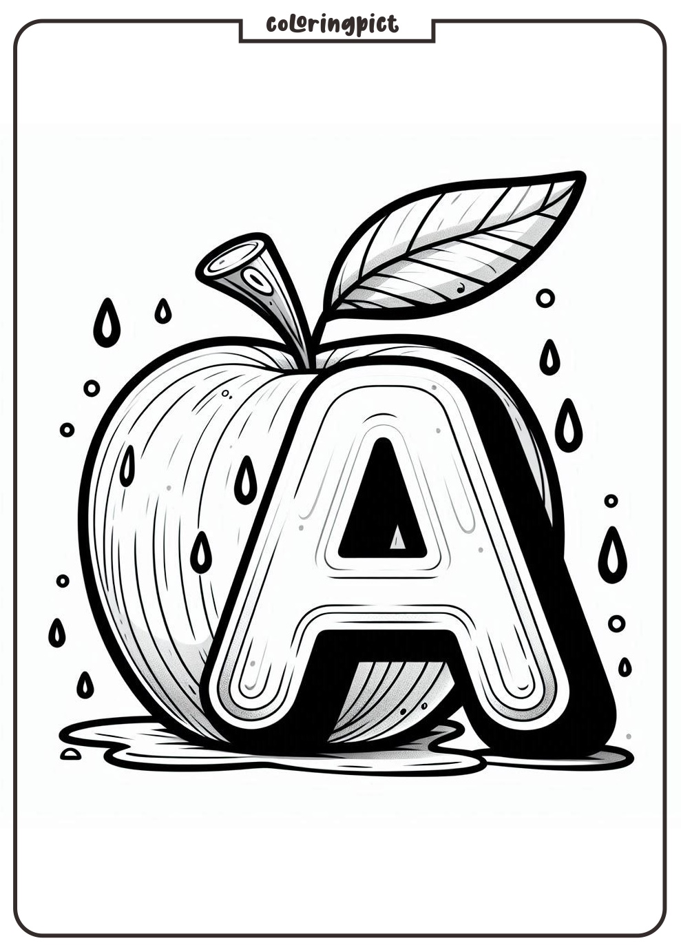 Alphabet Letter A with Apple Coloring Pages for Kids 2 Alphabet Letter A with Apple Coloring Page coloringpict.com