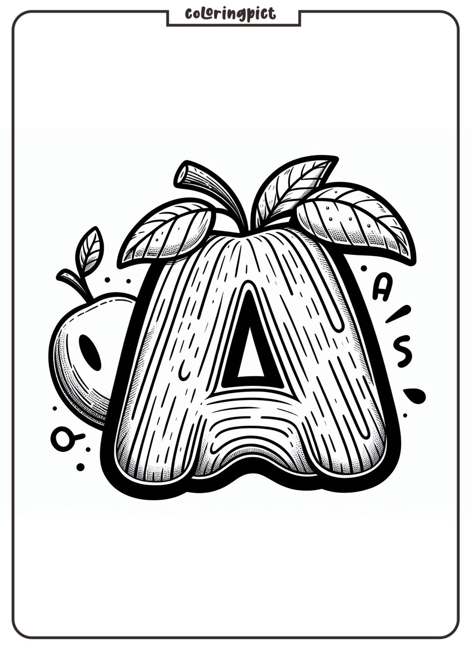 Alphabet Letter A with Apple Coloring Pages for Kids 5 Alphabet Letter A with Apple Coloring Pages for Kid