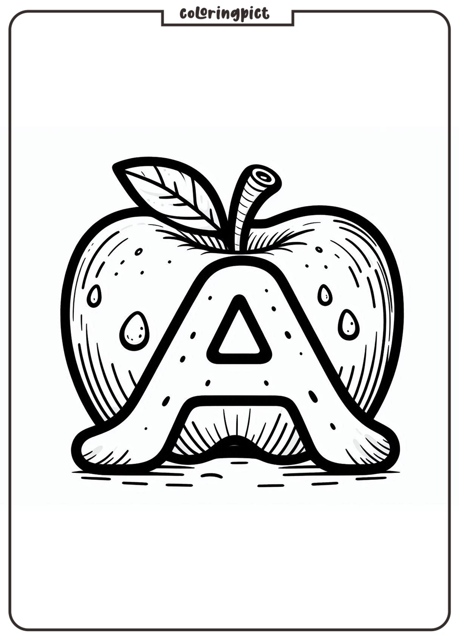 Alphabet Letter A with Apple Coloring Pages for Kids 6 Alphabet Letter A with Apple Coloring Pages for Kids
