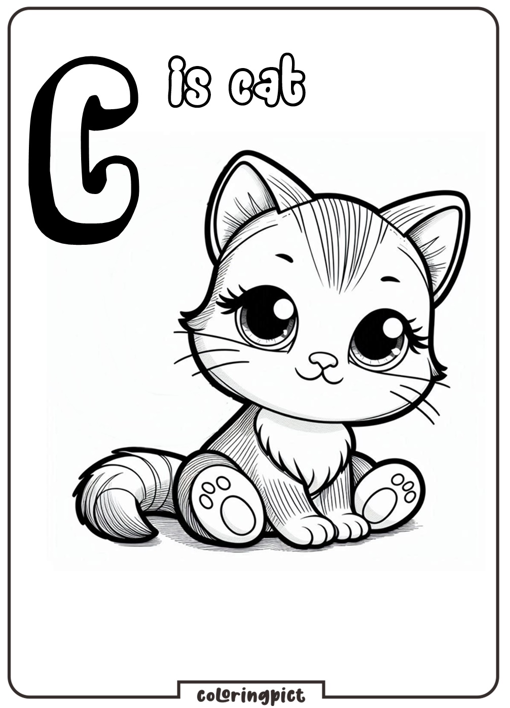 Alphabet Letter C with Cat Coloring Page coloringpict.com