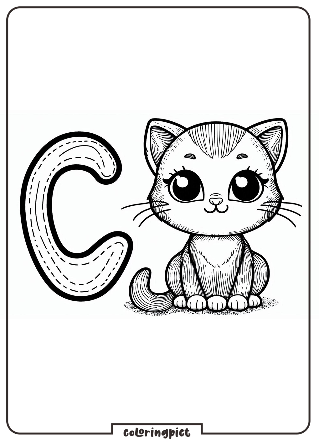 Alphabet Letter C with Cat Coloring Pages coloringpict.com