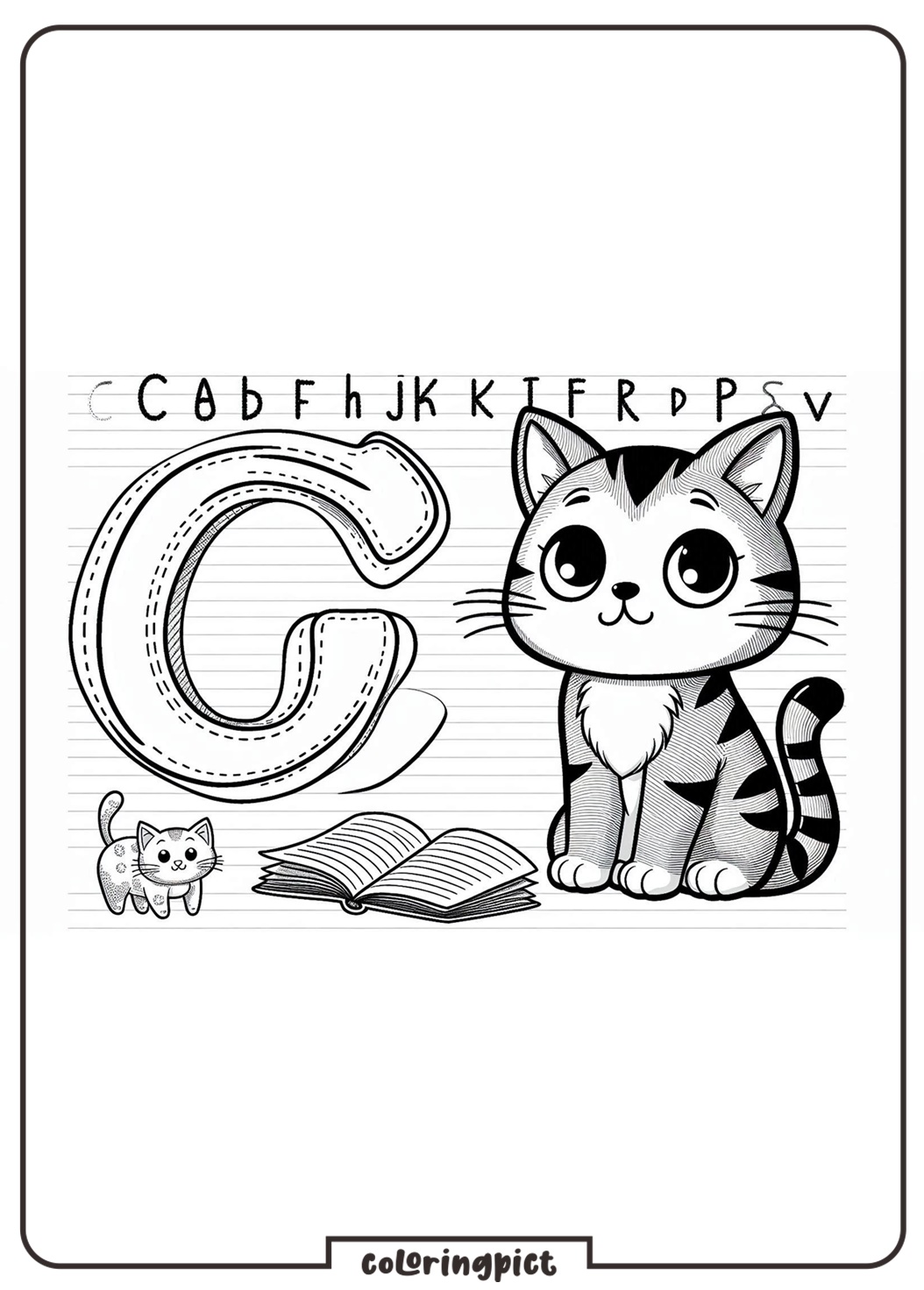 Alphabet Letter C with Cat Coloring Pages
