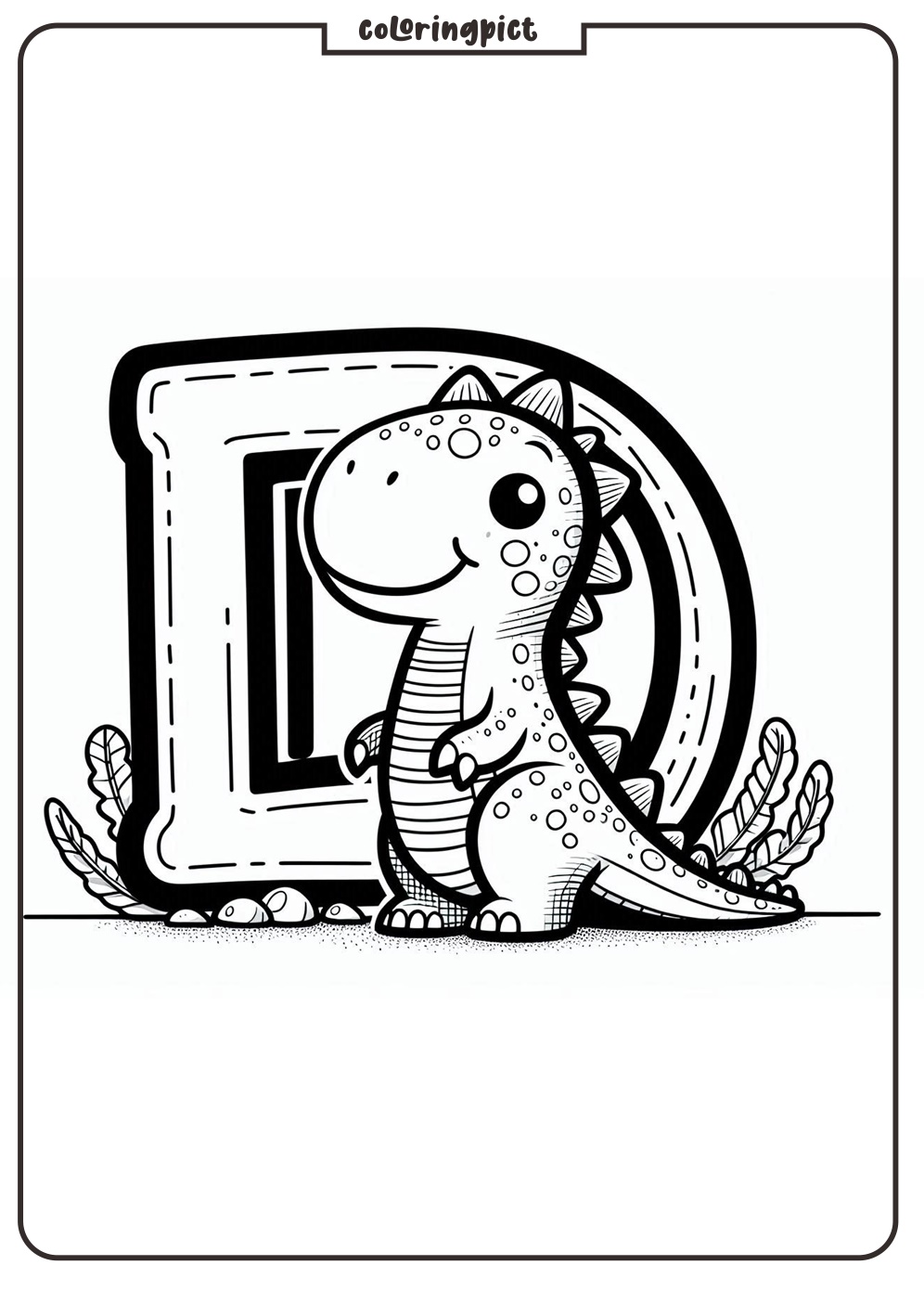 Alphabet Letter D with Dinosaur Coloring Pages for Kids 5 Alphabet Letter D with Dinosaur Coloring Pages