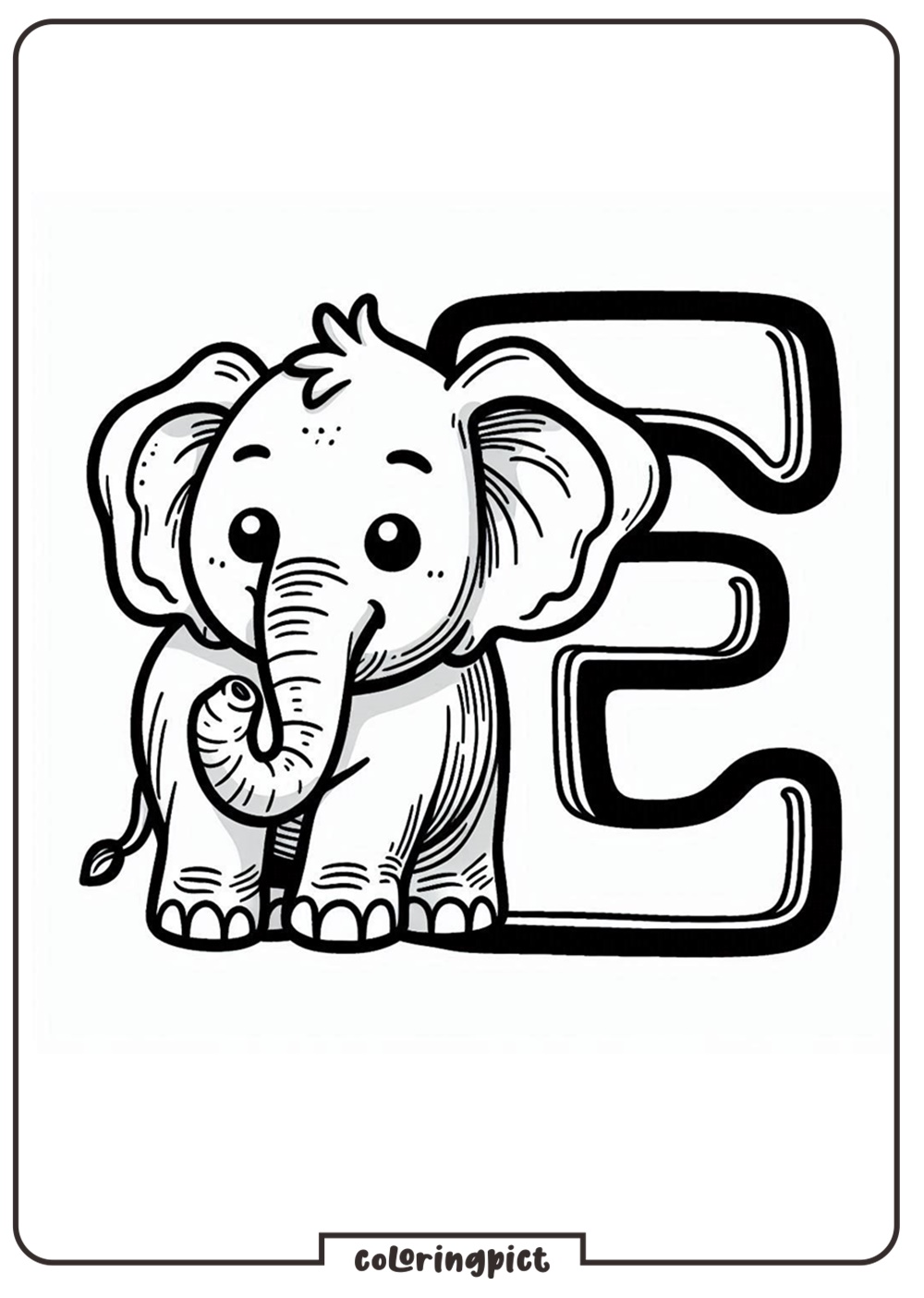 Alphabet Letter E with Elephant Coloring Pages for Kids 2 Alphabet Letter E with Elephant Coloring Page for Kids