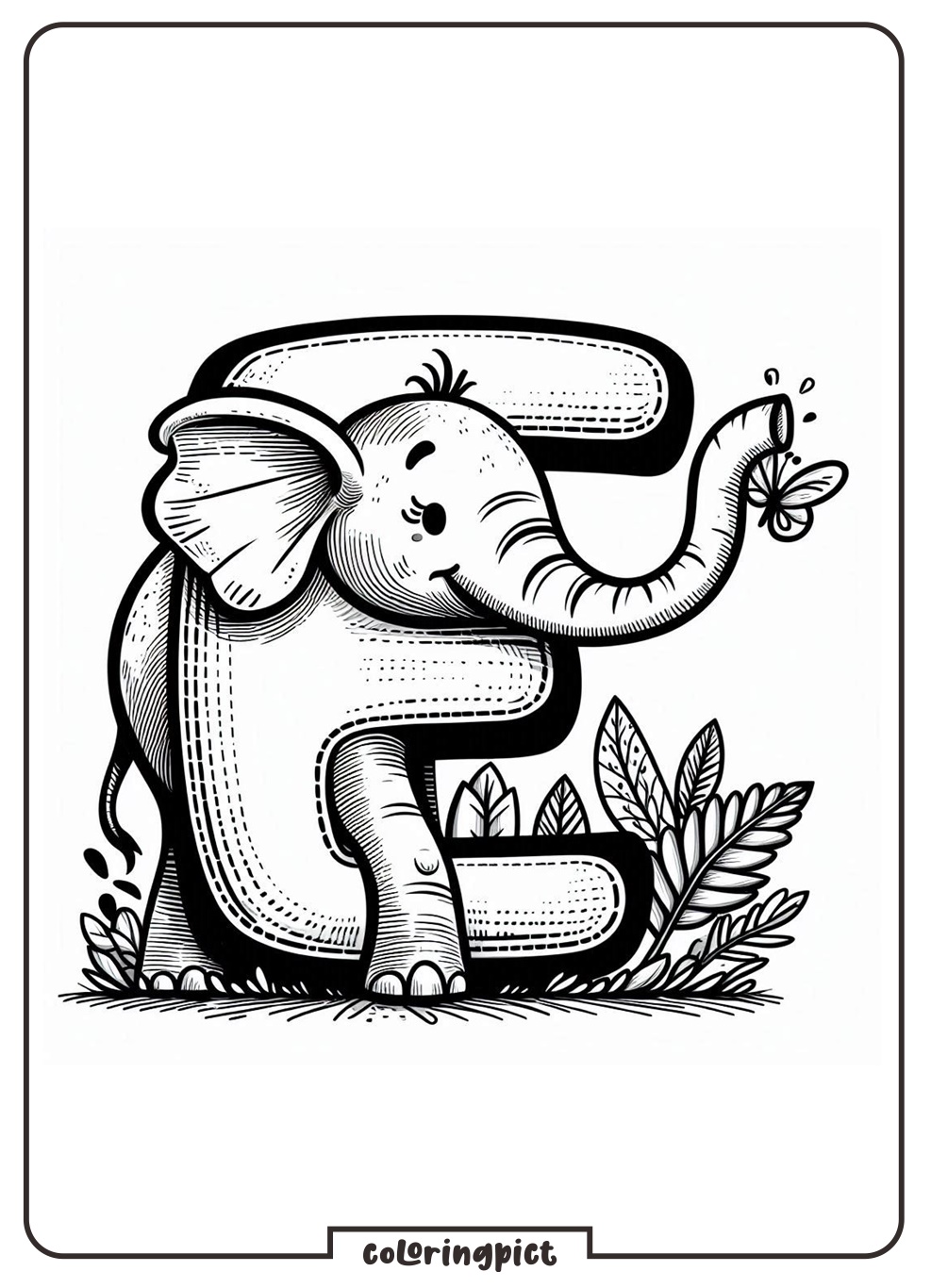 Alphabet Letter E with Elephant Coloring Pages for Kids 3 Alphabet Letter E with Elephant Coloring Pages coloringpict.com