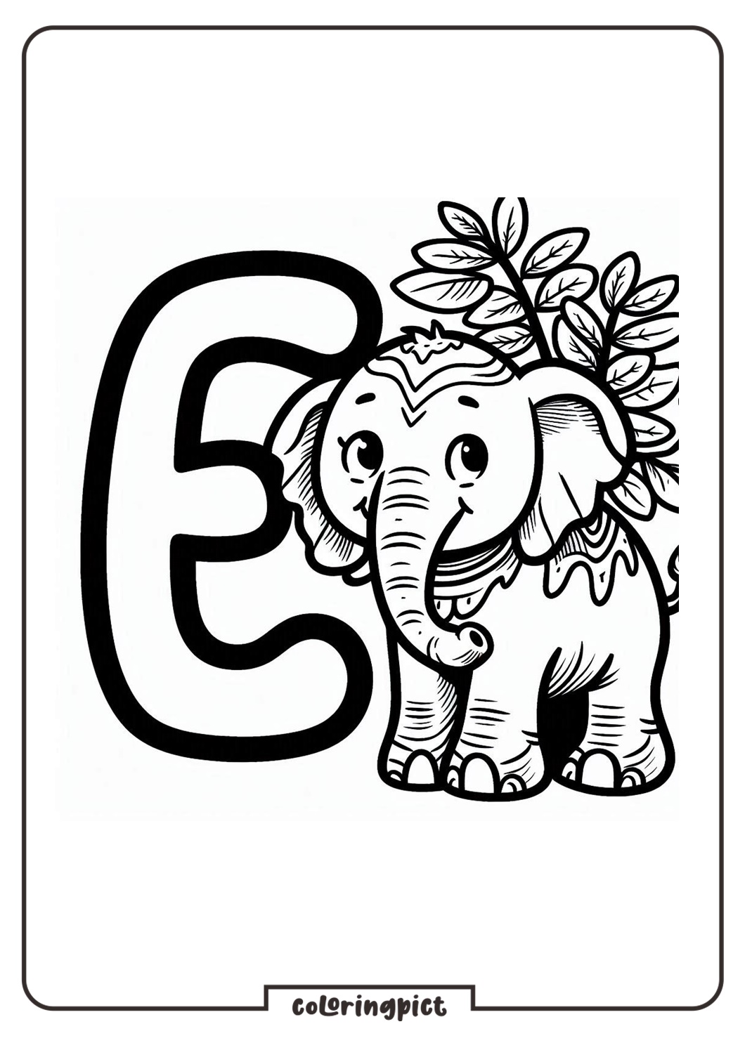 Alphabet Letter E with Elephant Coloring Pages for Kids 4 Alphabet Letter E with Elephant Coloring Pages for Kids