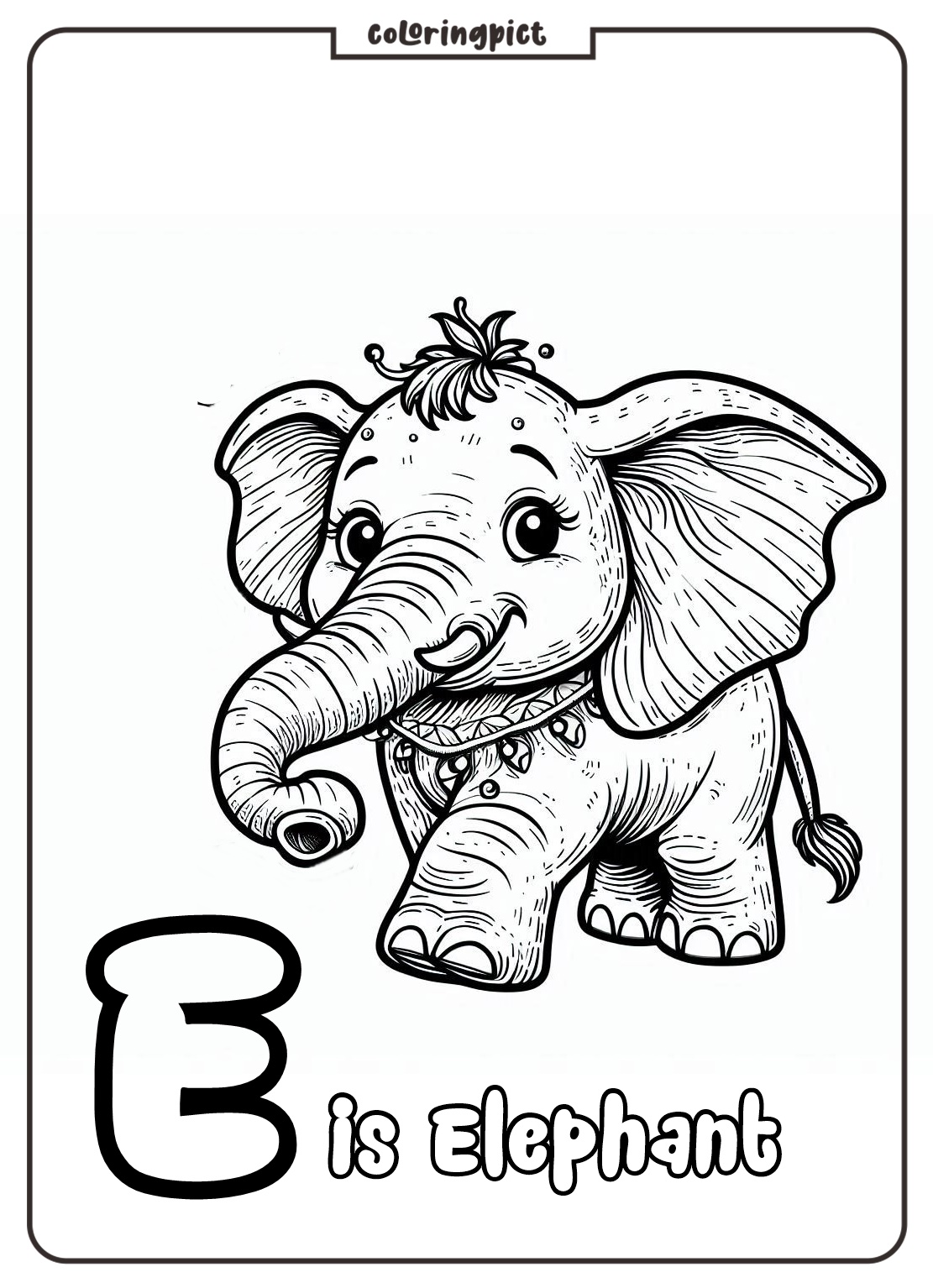 Alphabet Letter E with Elephant Coloring Pages for Kids 5 Alphabet Letter E with Elephant Coloring Pages