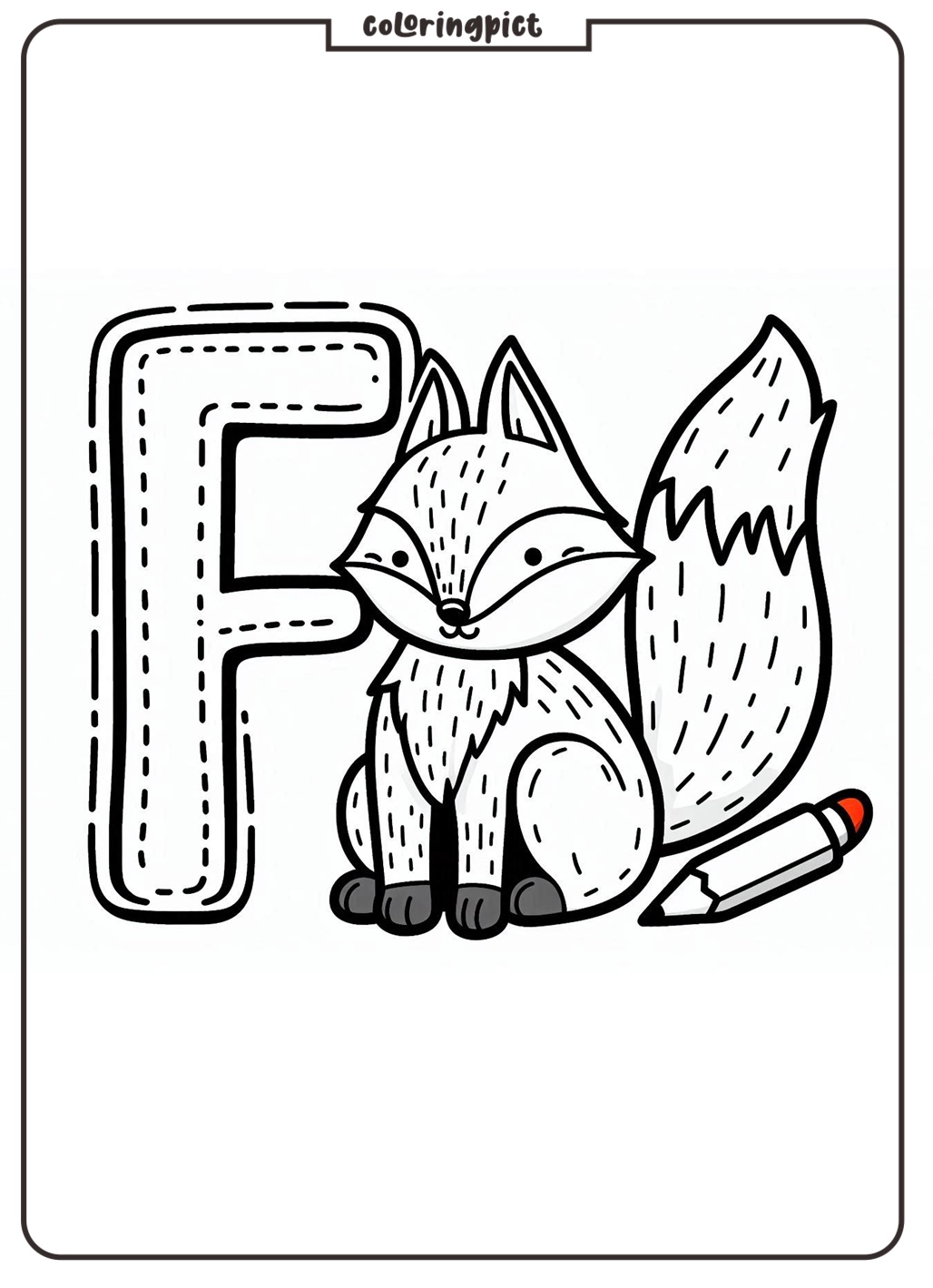 Alphabet Letter F with Fox Coloring Pages for Kids 2 Alphabet Letter F with Fox Coloring Page