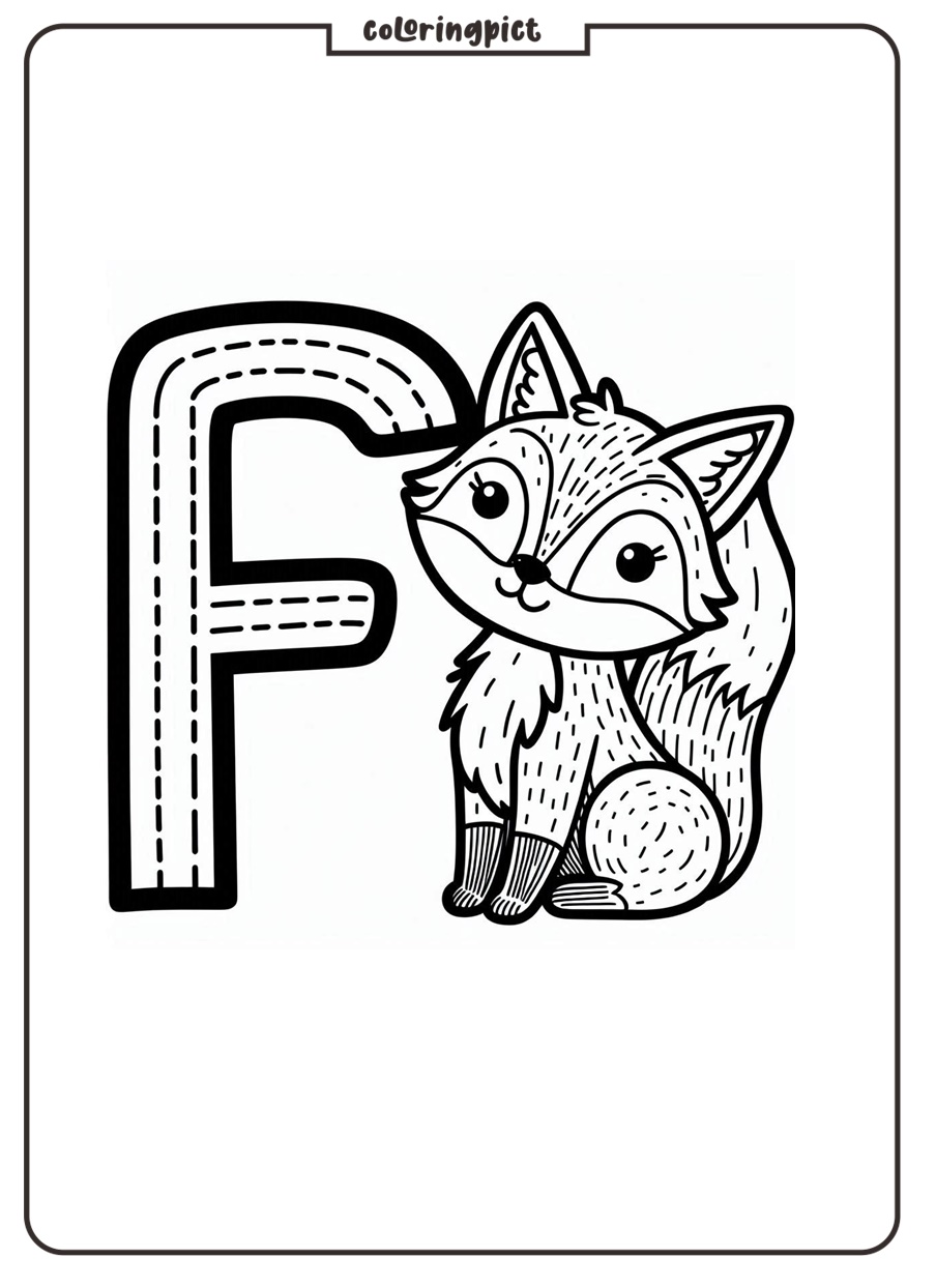 Alphabet Letter F with Fox Coloring Pages for Kids 5 Alphabet Letter F with Fox Coloring Pages