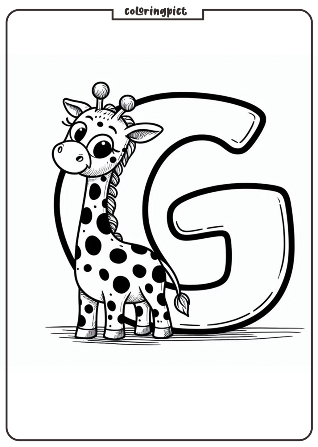 Alphabet Letter G with Giraffe Coloring Pages for Kids 2 Alphabet Letter G with Giraffe Coloring Book for Kids
