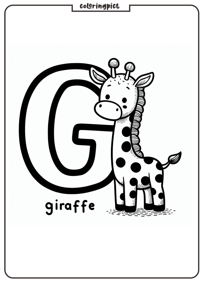 Alphabet Letter G with Giraffe Coloring Pages for Kids 4 Alphabet Letter G with Giraffe Coloring Page for Kids