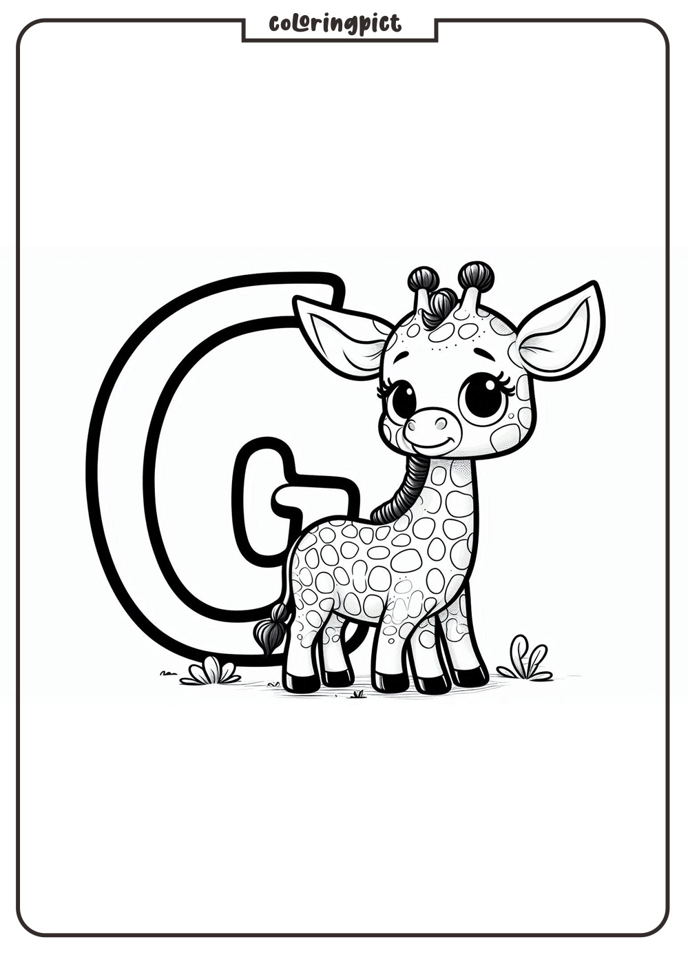 Alphabet Letter G with Giraffe Coloring Pages for Kids 3 Alphabet Letter G with Giraffe Coloring for Kids