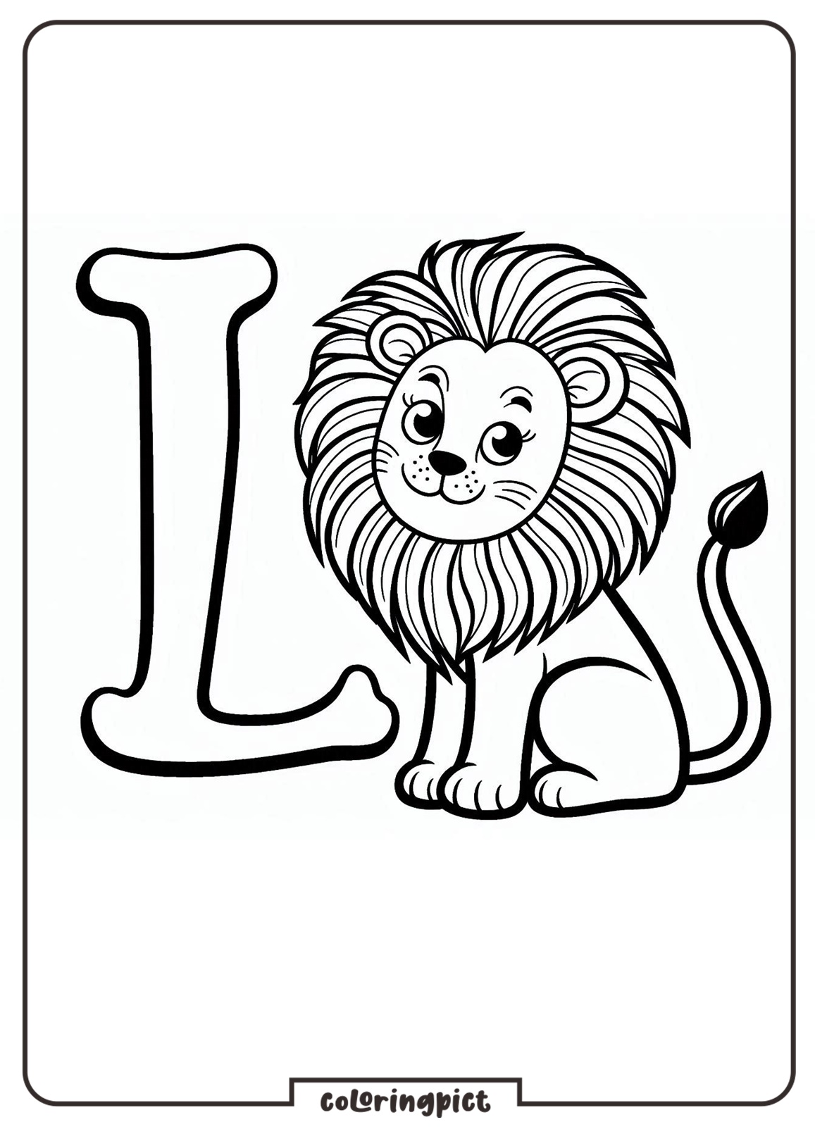Alphabet letter L with Lion 4 Alphabet Letter L with Lion Coloring Page