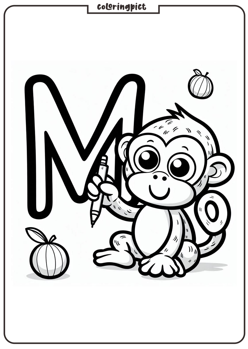 Welcome to the Letter M is for Monkey Coloring Pages 4 Alphabet Letter M with Monkey Coloring Pages