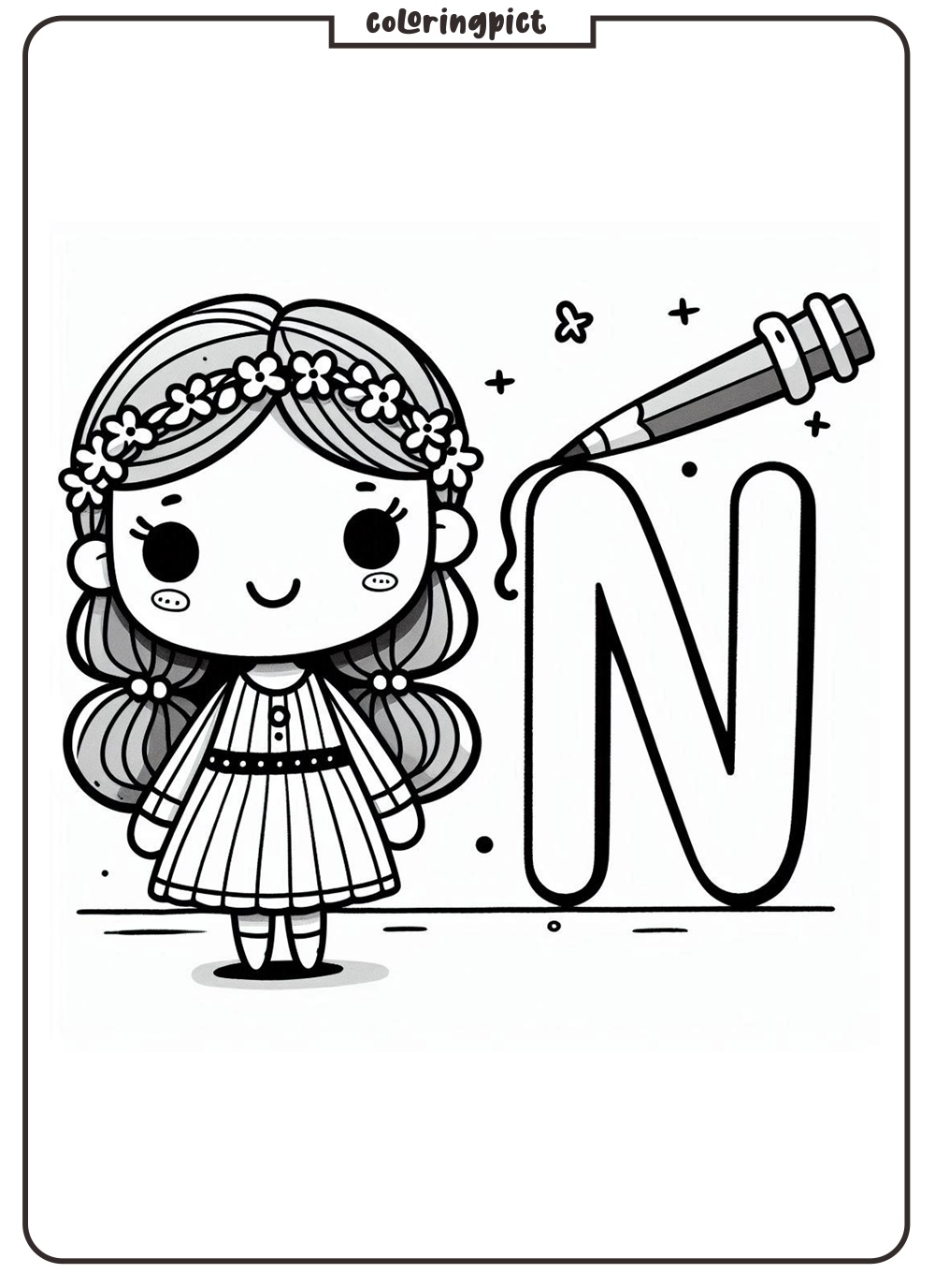 Alphabet Letter N Coloring Pages Online