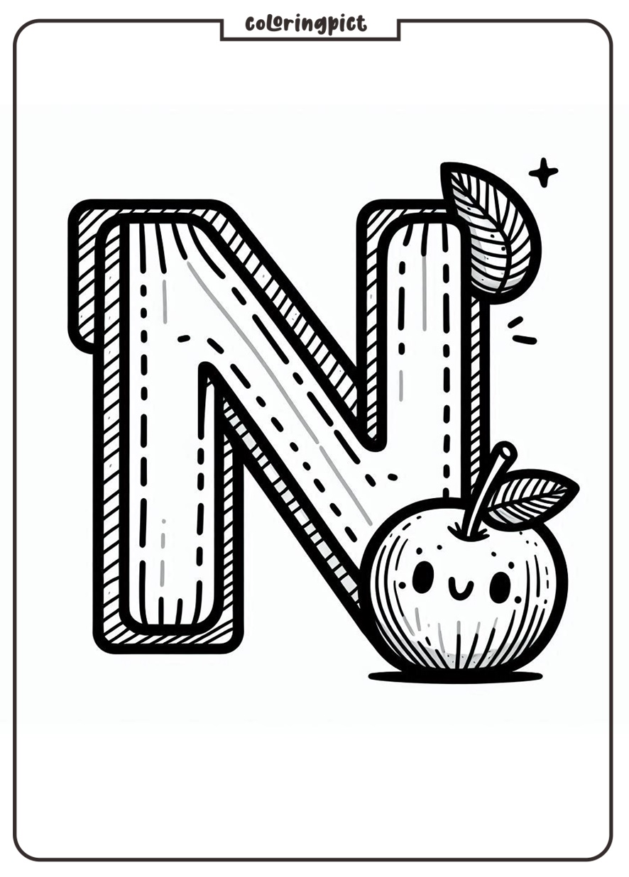 Alphabet Letter N Coloring Pages for Kids