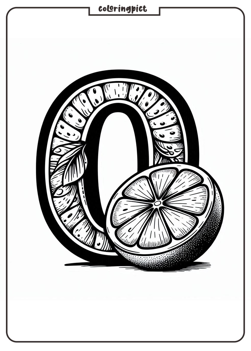 Alphabet Letter O with Oranges Coloring Pages for Kids 4 Alphabet Letter O with Oranges Coloring Page
