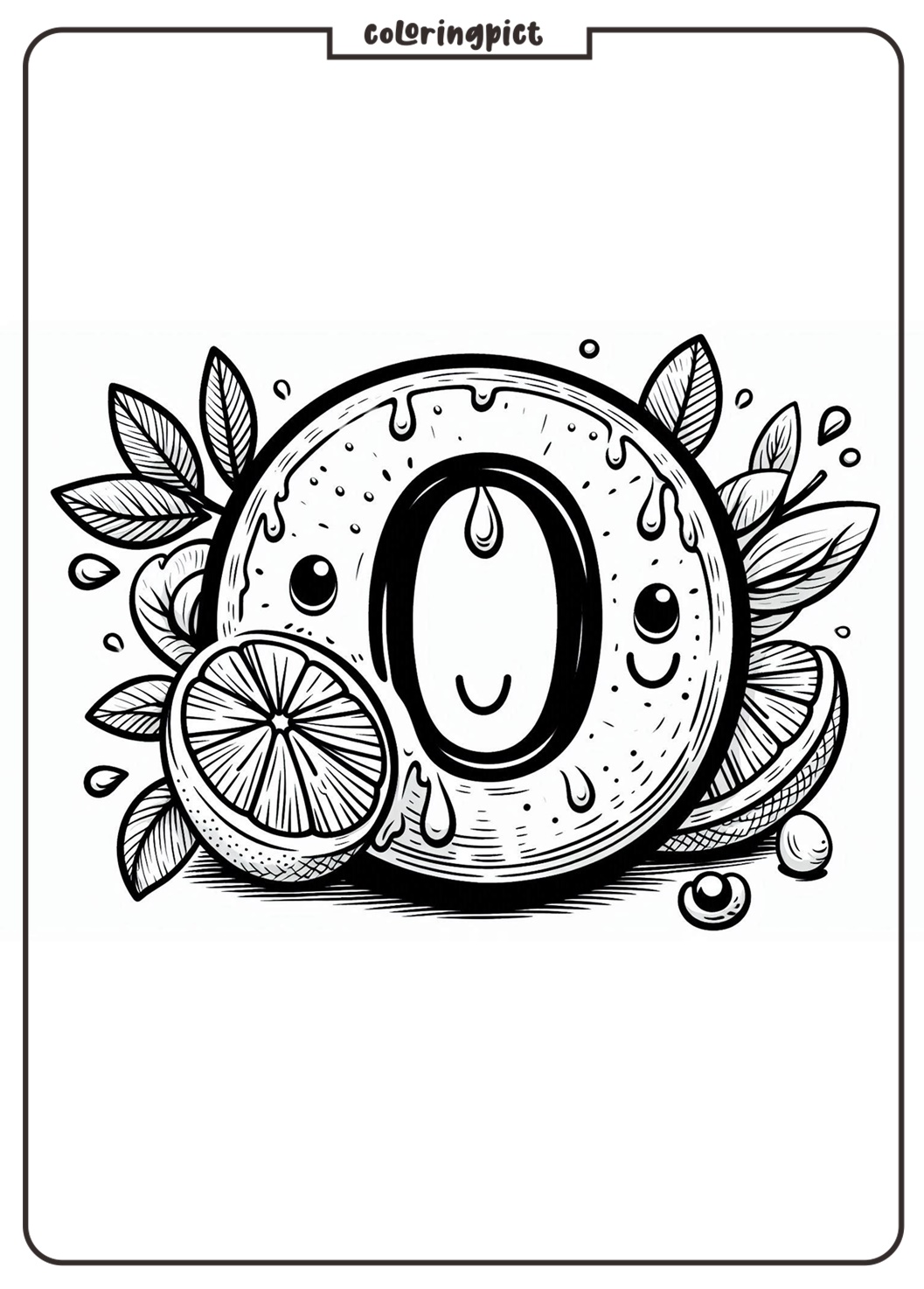 Alphabet Letter O with Oranges Coloring Pages for Kids 6 Alphabet Letter O with Oranges Coloring Pages