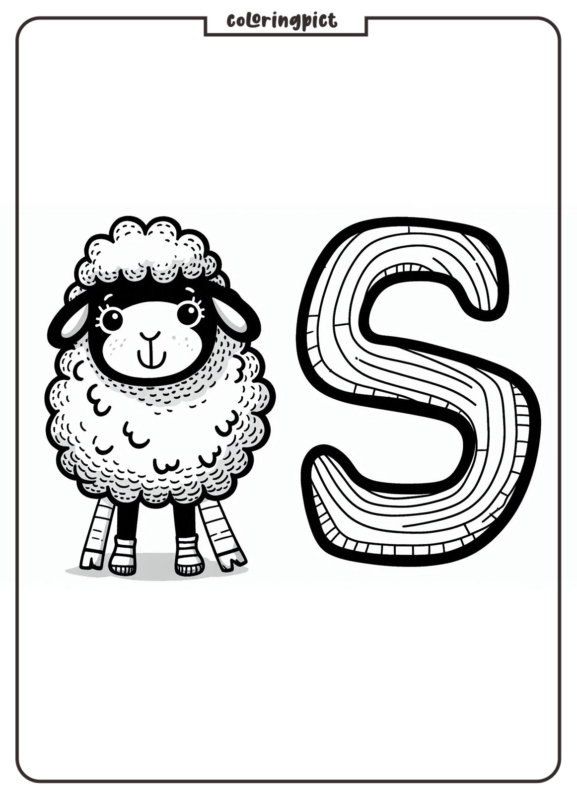 Alphabet Letter S with Sheep Coloring Pages for Kids 3 Alphabet Letter S with Sheep Coloring Page Online