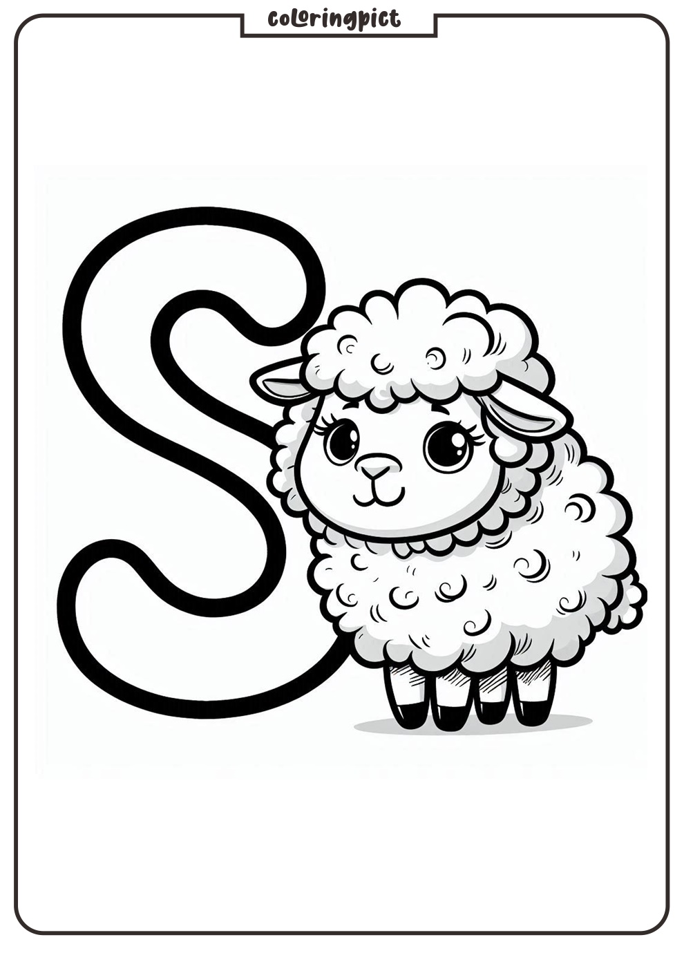 Alphabet Letter S with Sheep Coloring Pages for Kids 2 Alphabet Letter S with Sheep Coloring Page for Kids