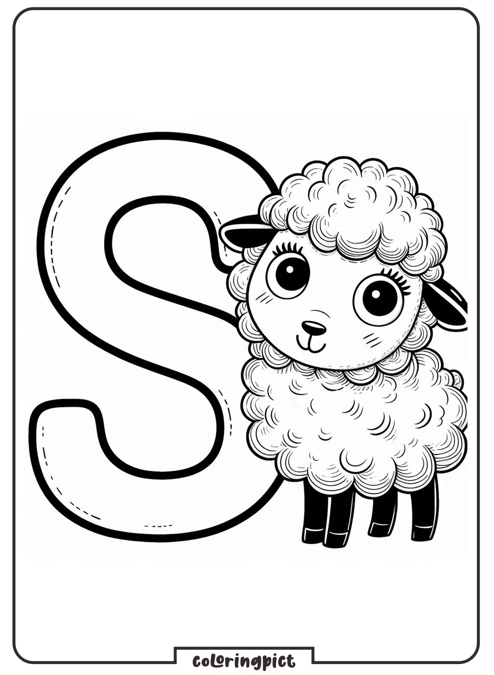 Alphabet Letter S with Sheep Coloring Pages for Kids 4 Alphabet Letter S with Sheep Coloring Page
