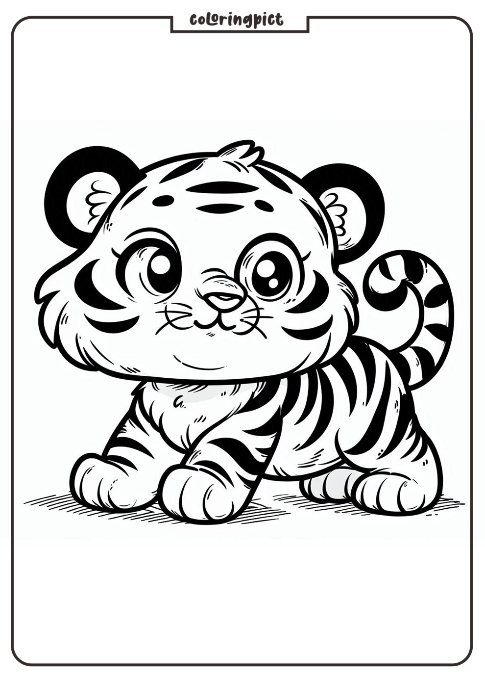 Cartoon Baby Tiger Coloring Pages for Kids