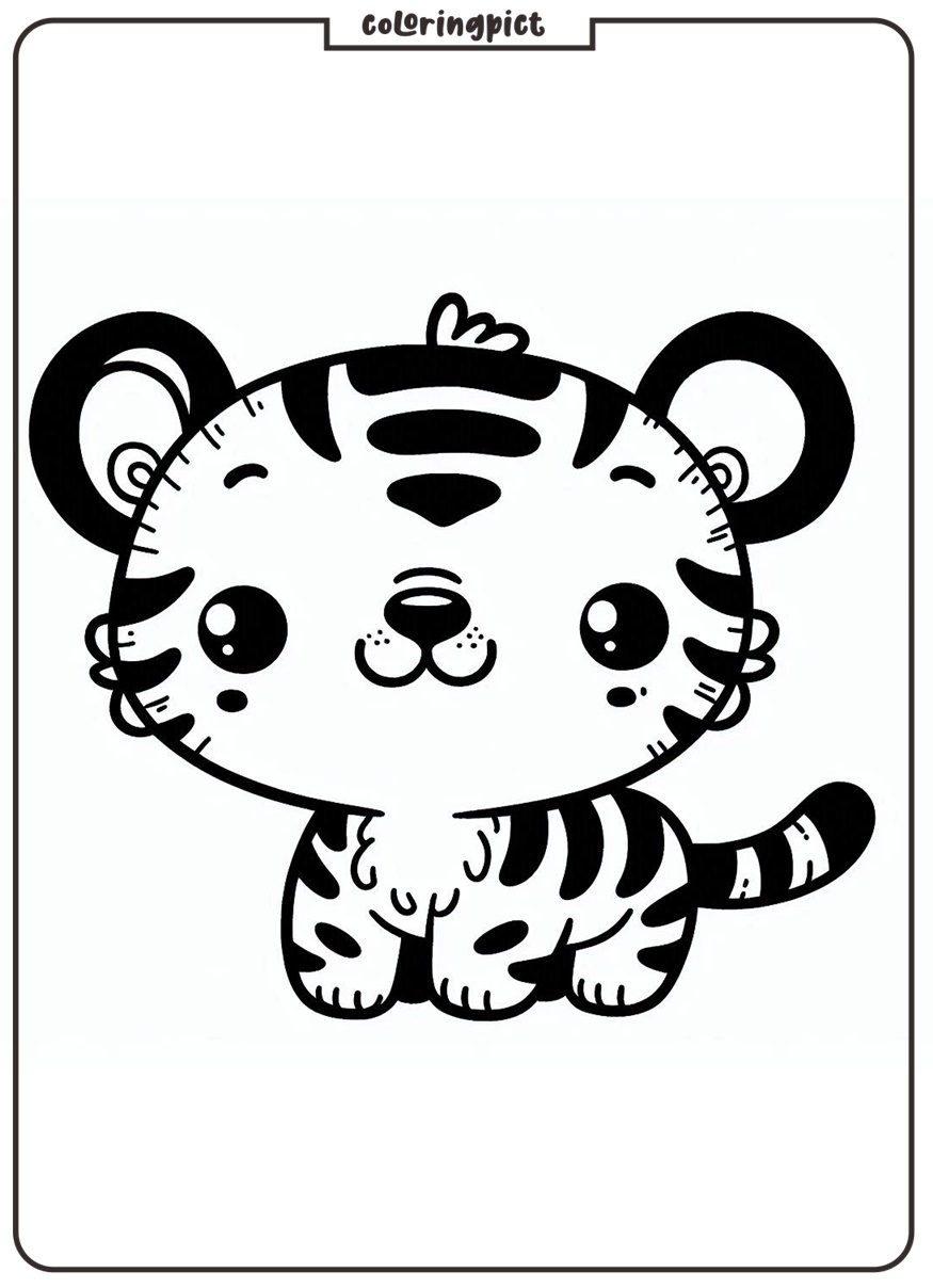 Cartoon Cute Tiger Coloring Page