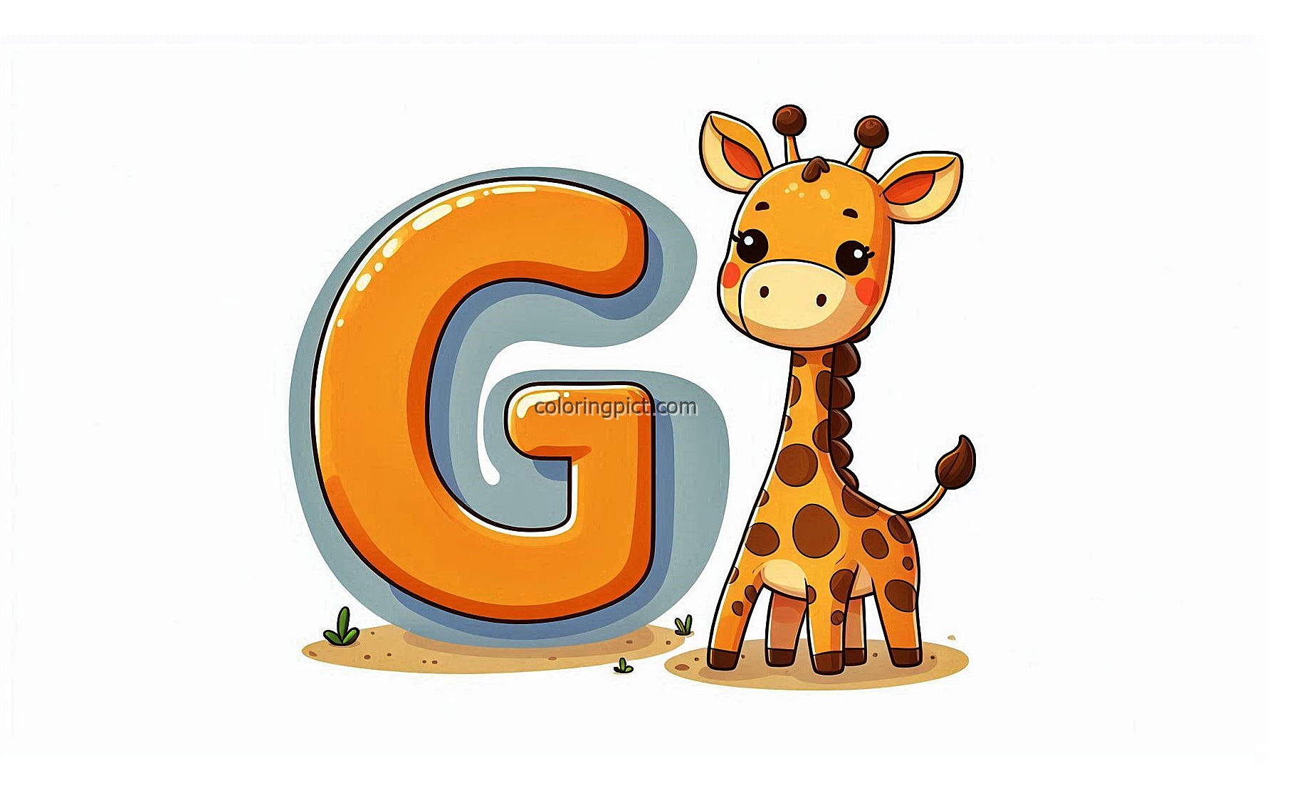 Alphabet Letter G with Giraffe Coloring Pages for Kids 1 Image is Alphabet Letter G with Giraffe Coloring