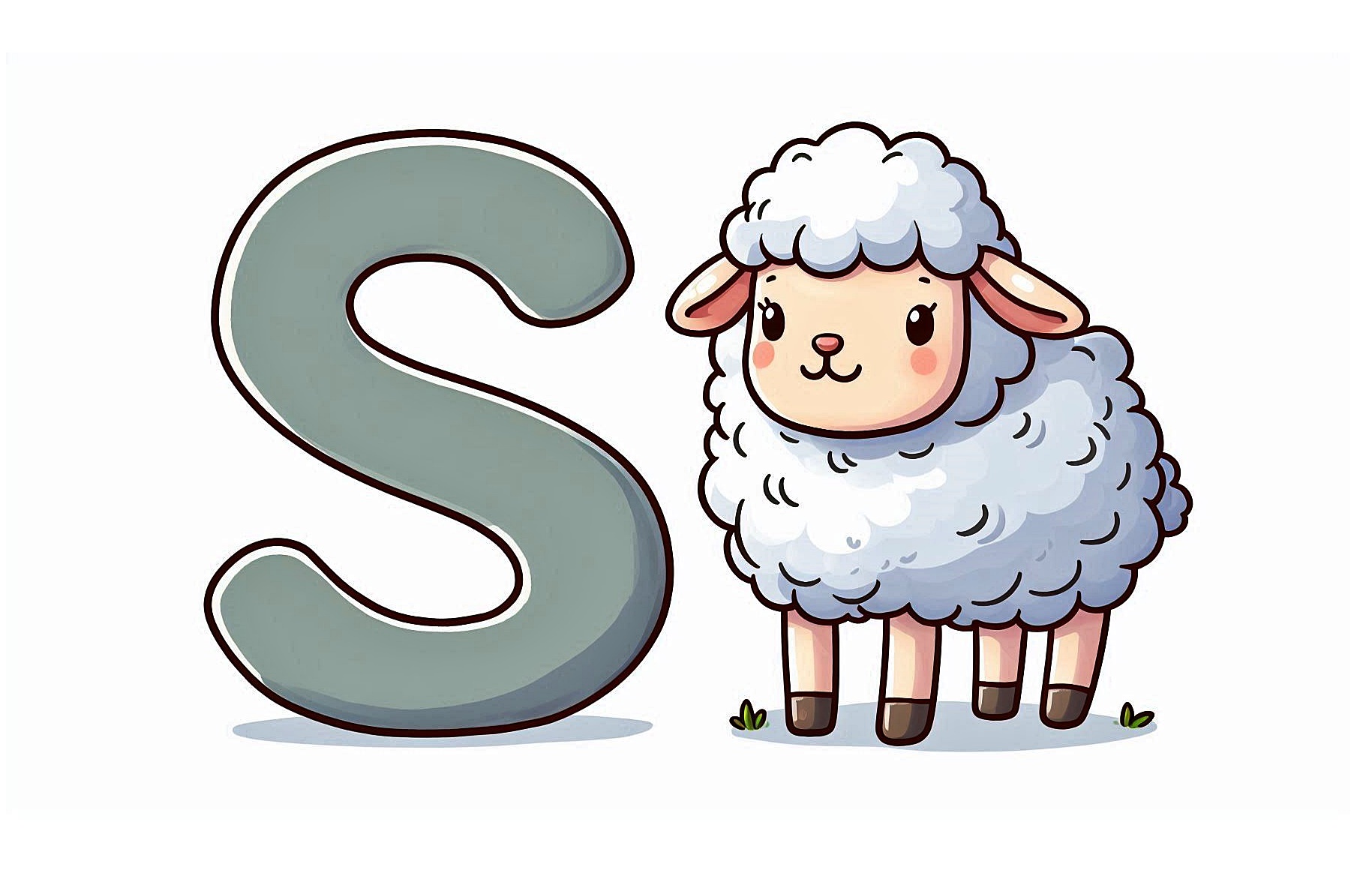 Alphabet Letter S with Sheep Coloring Pages for Kids 1 Image is Alphabet Letter S with Sheep Coloring