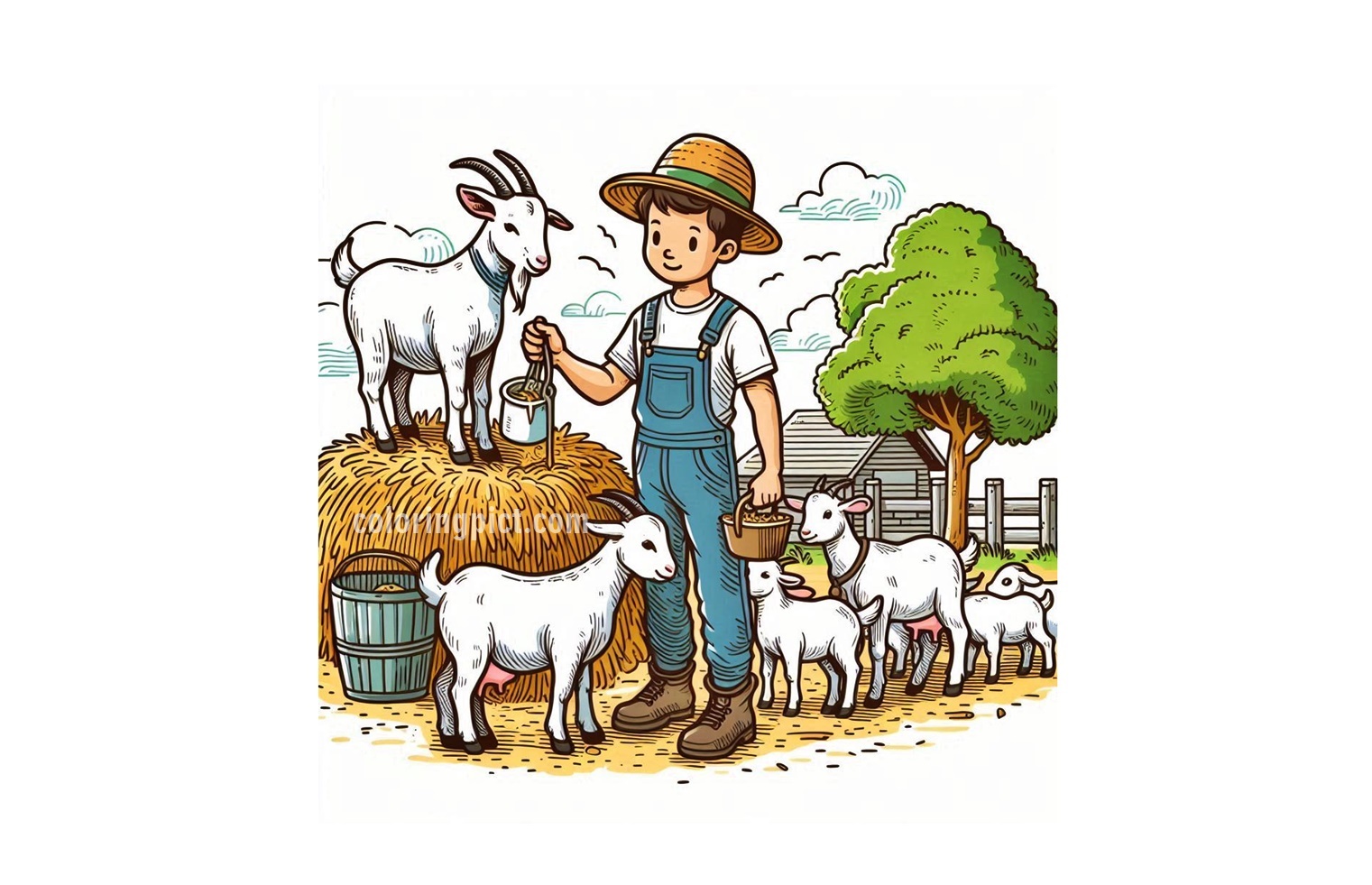 Image is Goat Farming Coloring
